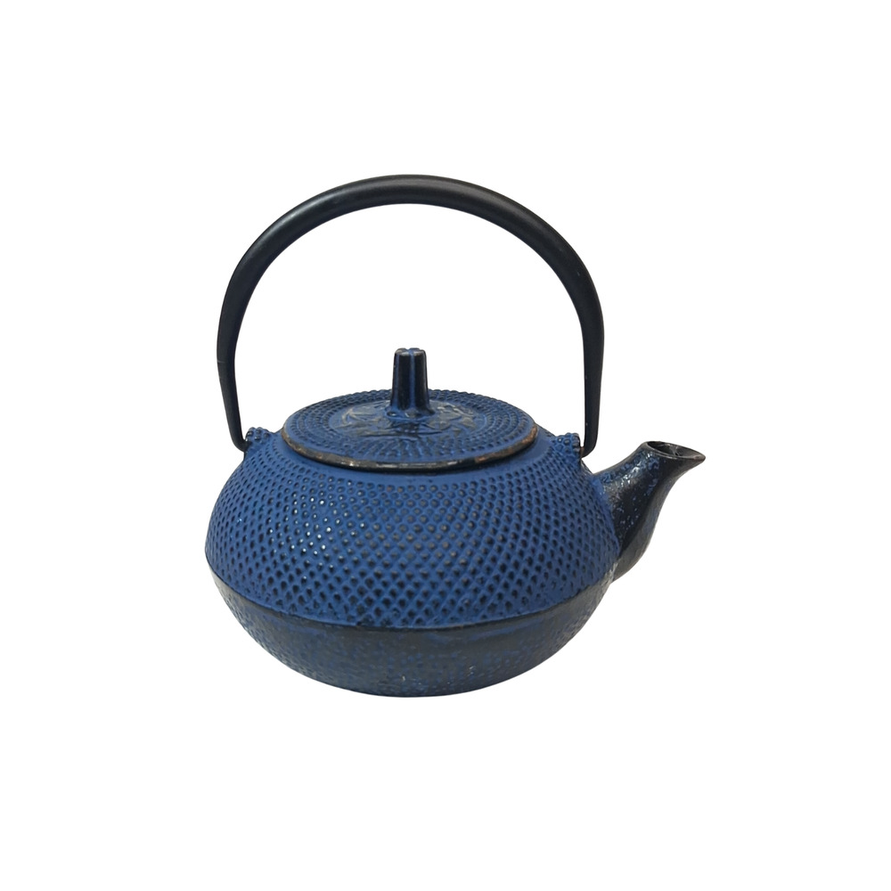 Vintage Japanese Tetsubin Blue Hobnail Cast Iron Teapot W Lid And Handle Tea Pot